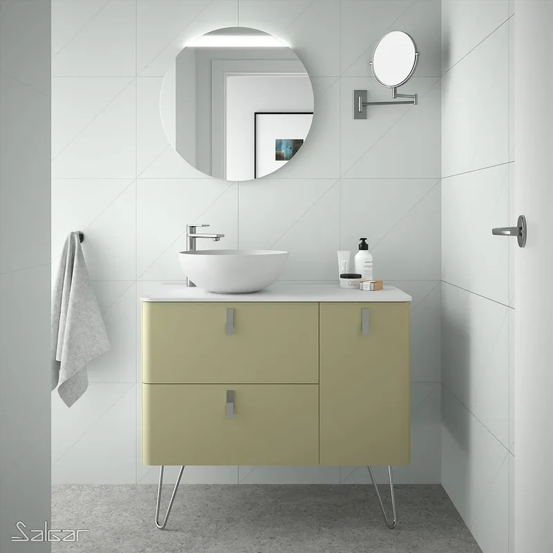 Mueble de Baño con Patas Lavabo sobre Encimera Salgar Uniiq 120 cm Verde Salvia