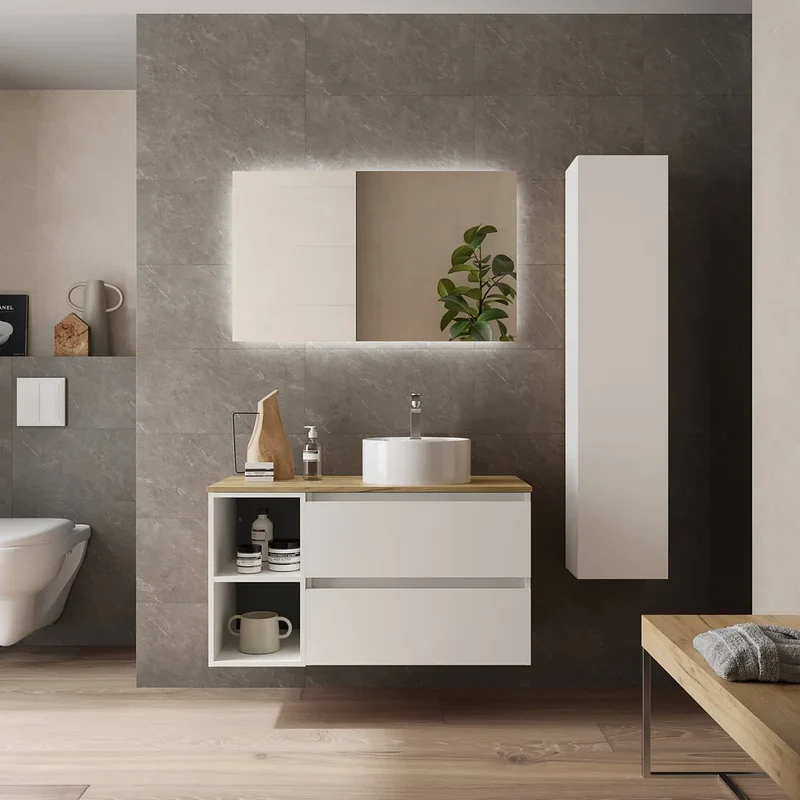 Mueble de Baño Lavabo sobre Encimera Salgar Bequia Plus 90 cm Blanco Mate