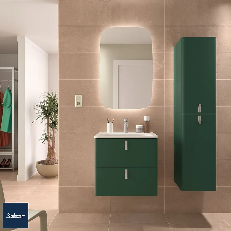 Mueble de Baño Suspendido con Lavabo y 2 Cajones Salgar Uniiq 60 cm