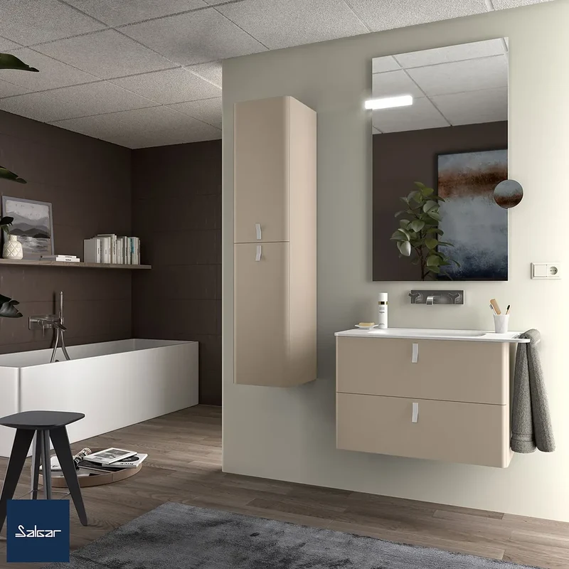 Mueble de Baño Suspendido con Lavabo y 2 Cajones Salgar Uniiq 80 cm