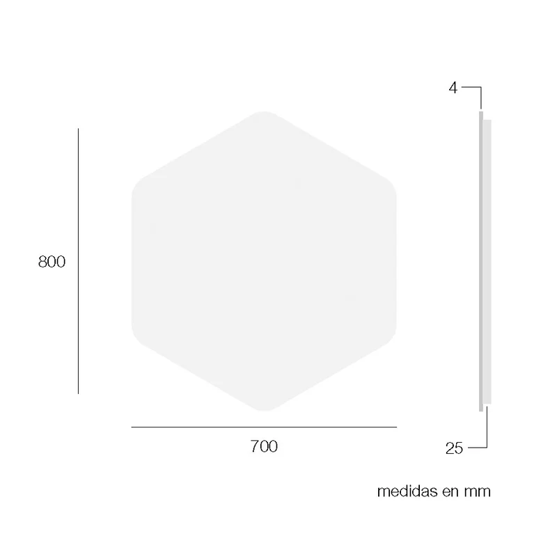 Espejo De Baño Hexagonal AZORES 70x80 Cm | Colocación Reversible | Luz Led Perimetral 3 Tonos | Ip44 |