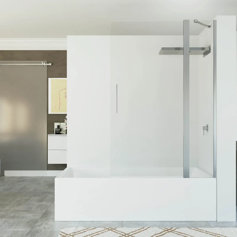 Mampara de bañera ORA de Seviban a Medida. Puerta Abatible y Fijo