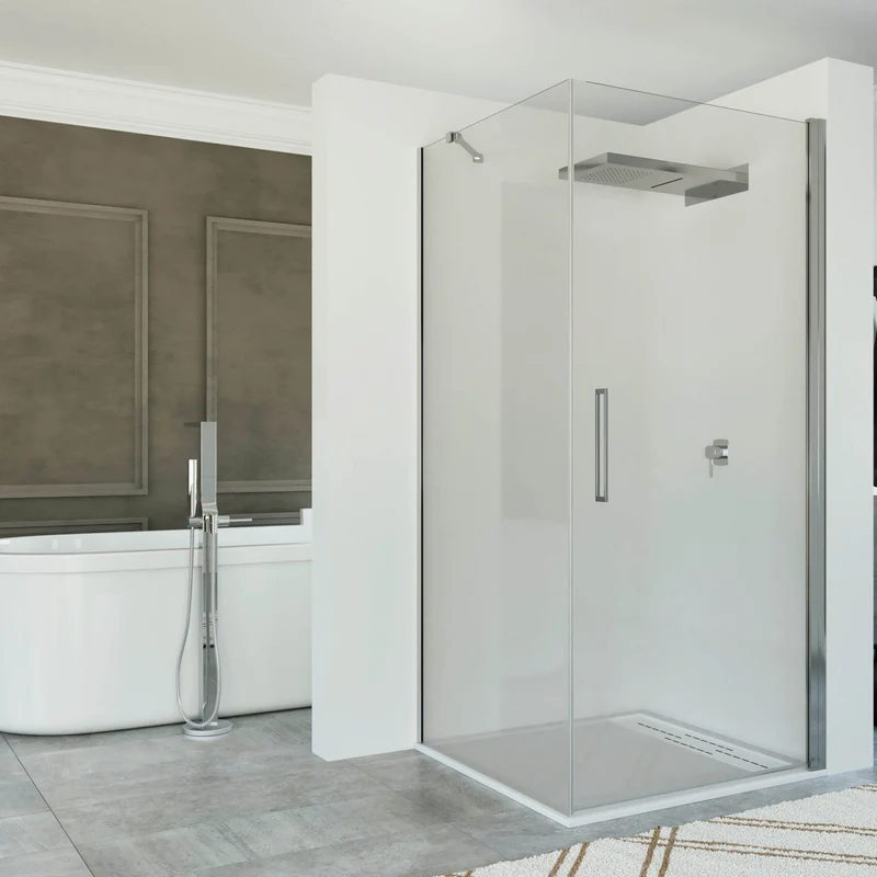 Mampara de Ducha Angular con Puerta Abatible ANIMA de Seviban. A Medida