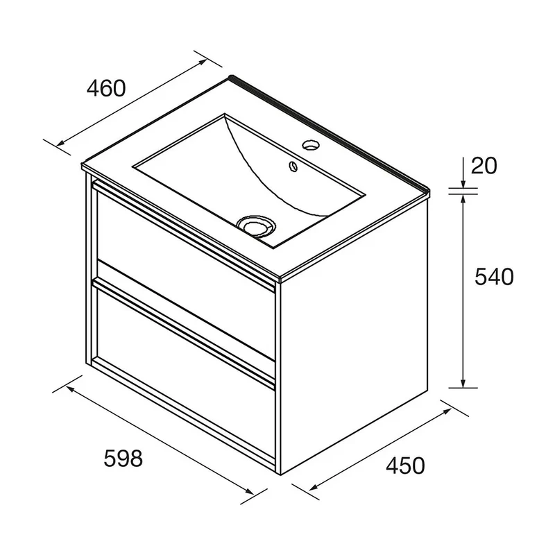 Mueble de Baño 2 Cajones Salgar Attila 60 cm