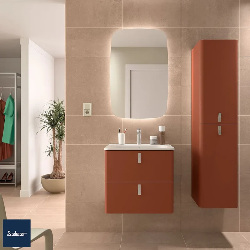 Mueble de Baño Suspendido con Lavabo y 2 Cajones Salgar Uniiq 60 cm