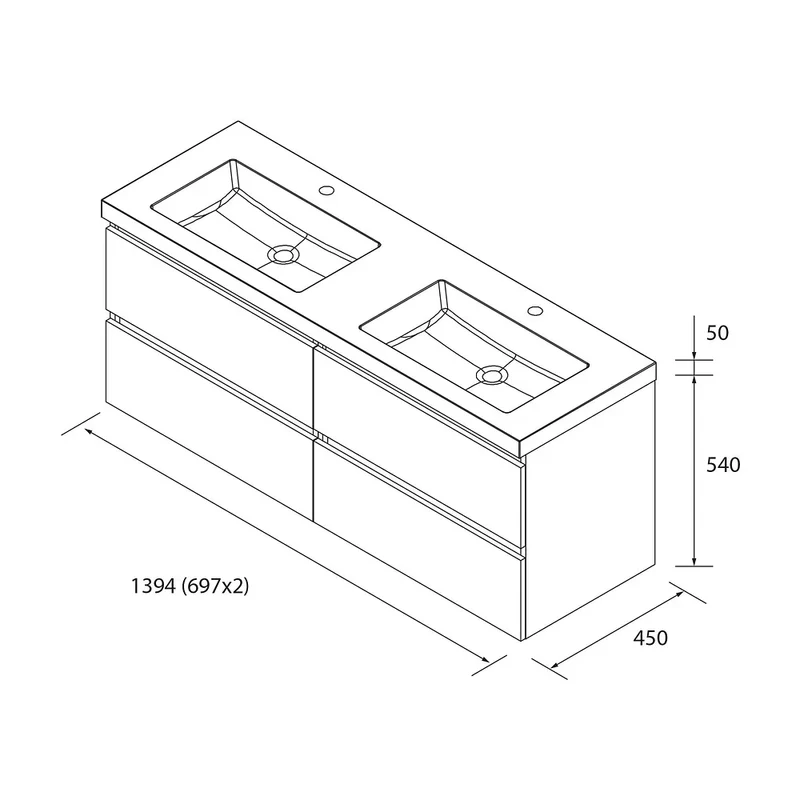 Mueble de Baño con Lavabo Salgar Bequia 140 cm
