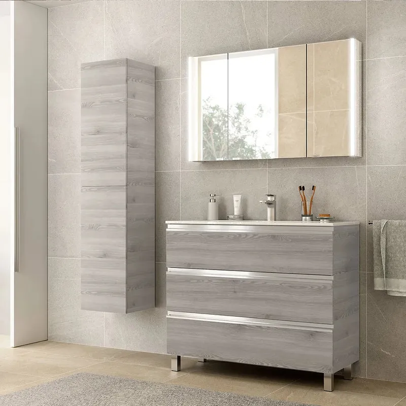 Mueble de Baño con Patas con Lavabo y 3 Cajones Salgar Spirit 100 cm Pino Bahía