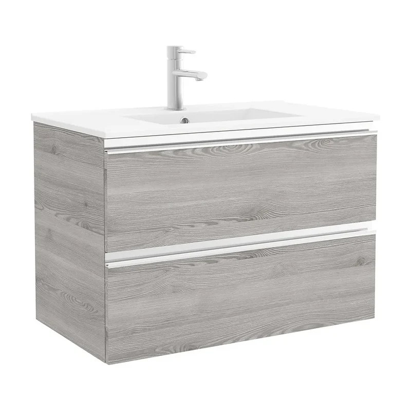Mueble de Baño Suspendido con Lavabo y 2 Cajones Salgar Spirit 90 cm Pino Bahía