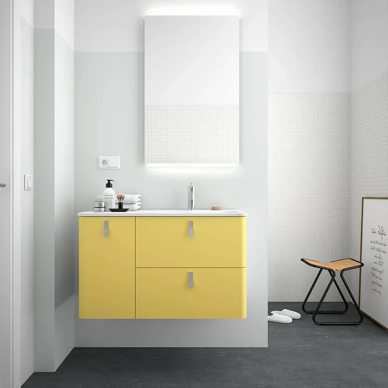 Mueble de Baño con Lavabo Salgar Uniiq 120 cm Amarillo Paja