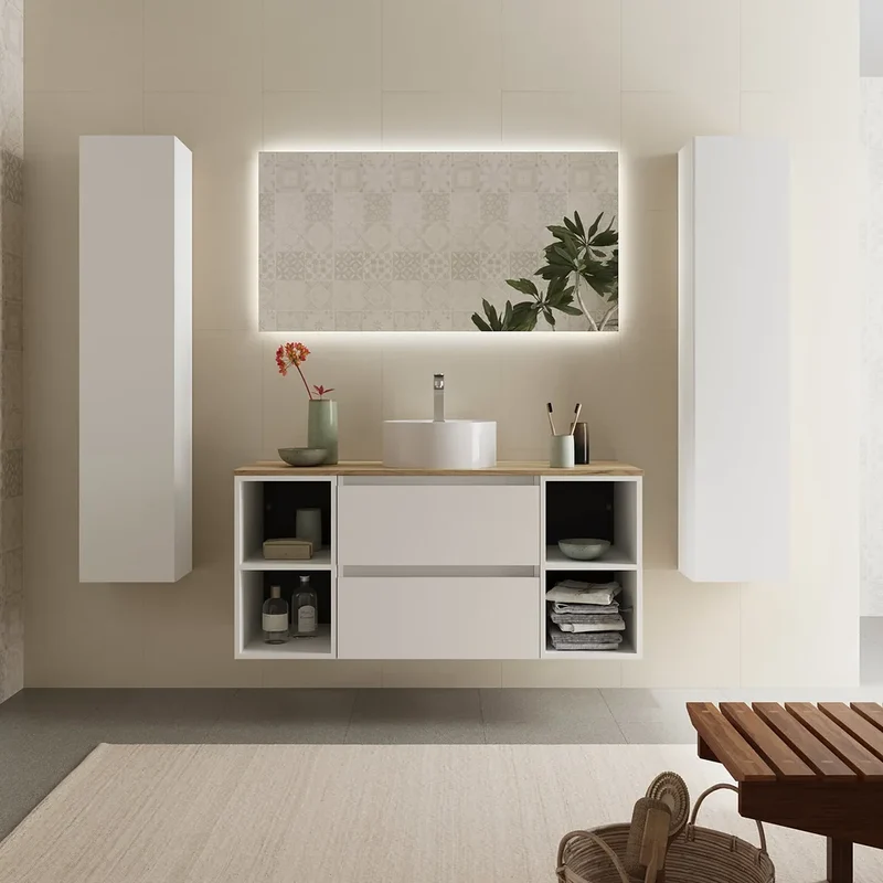 Mueble de Baño Lavabo sobre Encimera Salgar Bequia Plus 120 cm Blanco Mate
