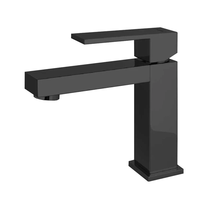 Grifo Lavabo Monomando AZIMUT Negro Mate de Buades | Cartucho Cerámico 25 mm | Conexiones Flexibles 360 mm