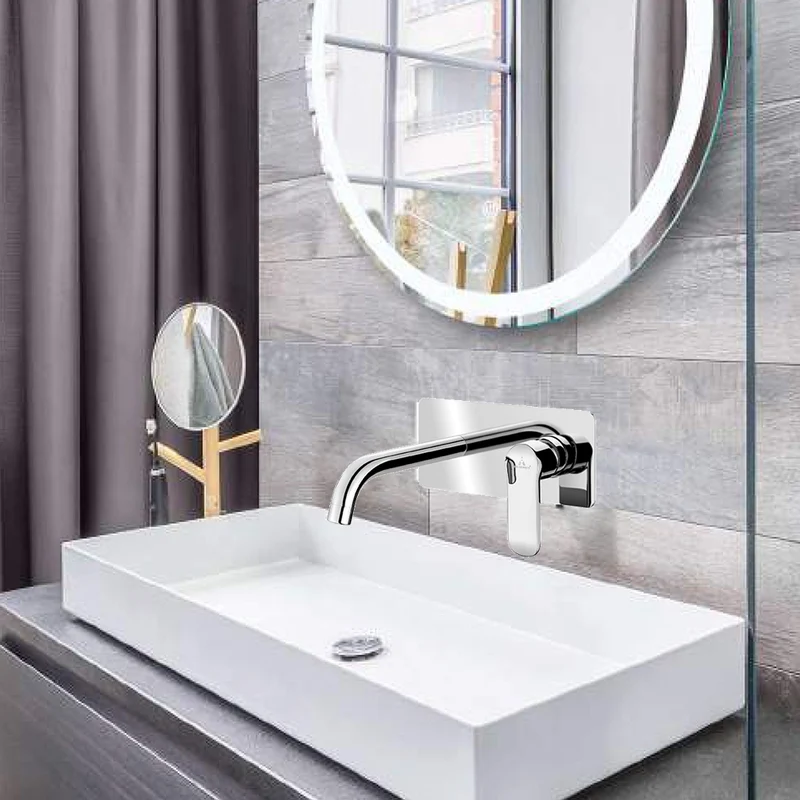 Grifería Monomando Empotrada KENIA para Lavabo | Cromo Brillante | Cartucho Sedal | Caja Registro Incluida