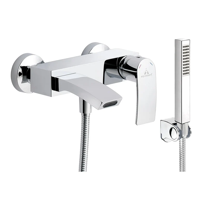Grifo Monomando Baño Ducha ORLEANS Cromo | Caño Cascada | Rociador Lluvia | Flexo Acero Inox 150-180cm