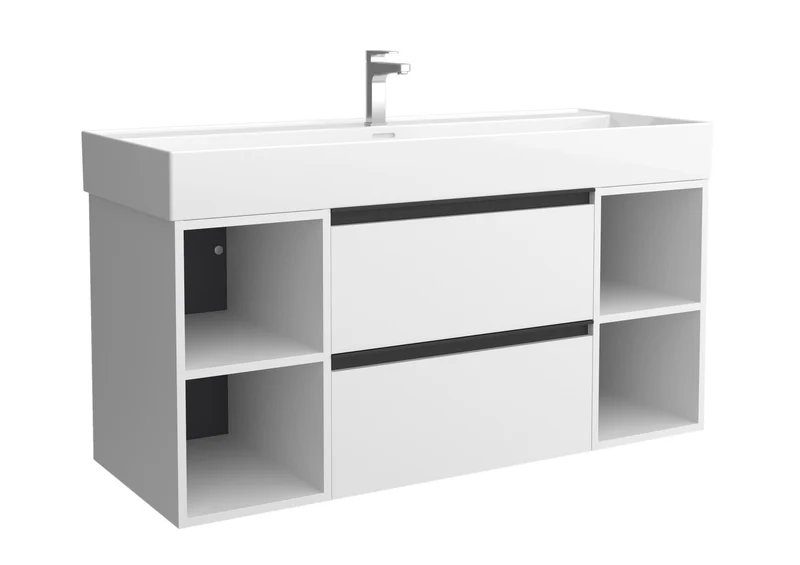 SALGAR 116038 BEQUIA PLUS METAL Mueble de Baño 1 poza Porcelana 120cm Blanco Mate