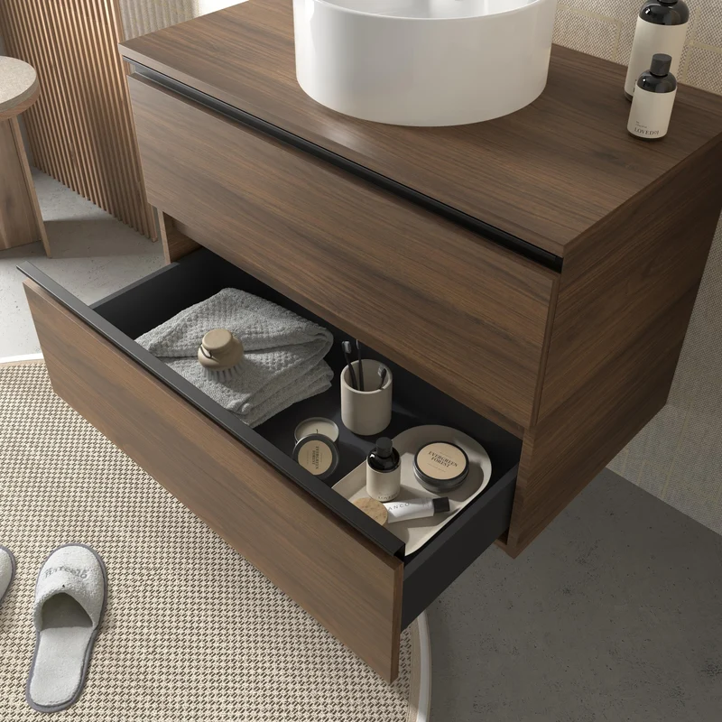 SALGAR 115979 BEQUIA METAL Mueble de Baño 140cm Nogal
