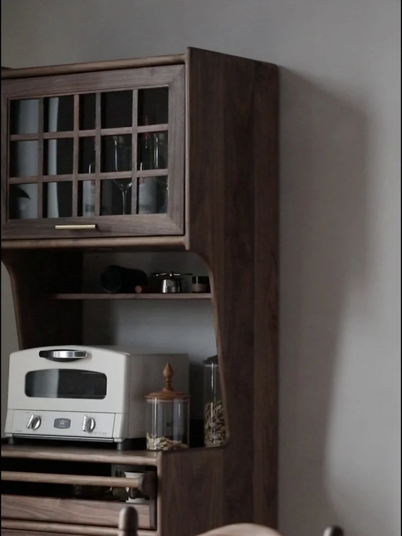 Harmonia Multi-Functional Solid Walnut Wood Tall Kitchen Cupboard