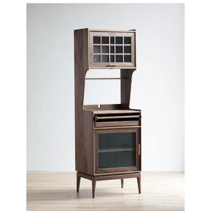 Harmonia Multi-Functional Solid Walnut Wood Tall Kitchen Cupboard