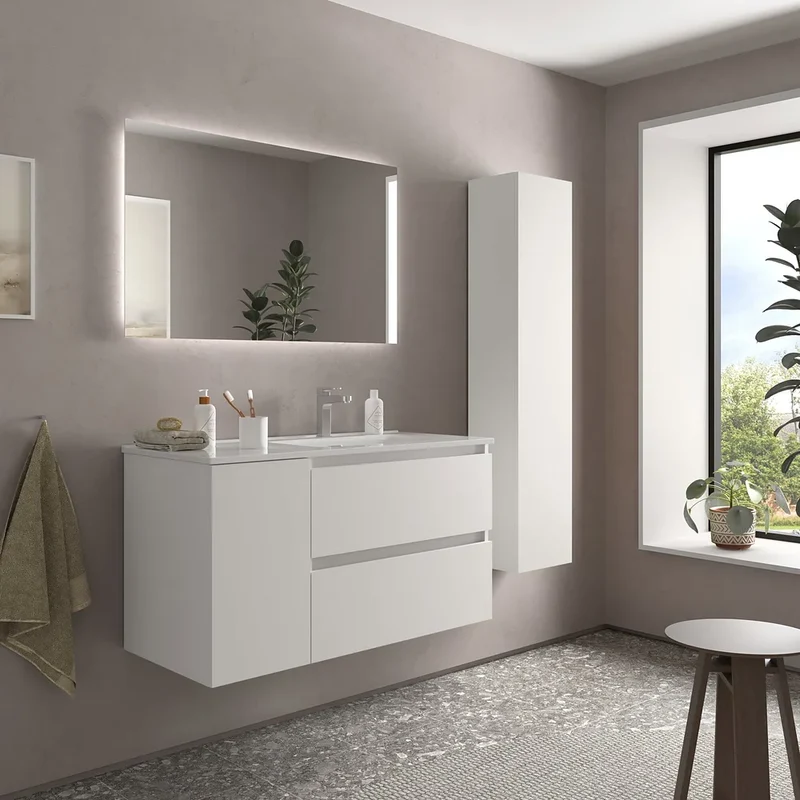 Mueble de Baño con Lavabo Salgar Bequia Plus 90 cm Blanco Mate