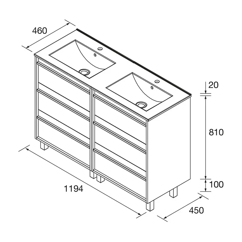 Mueble de Baño con Lavabo Salgar Attila