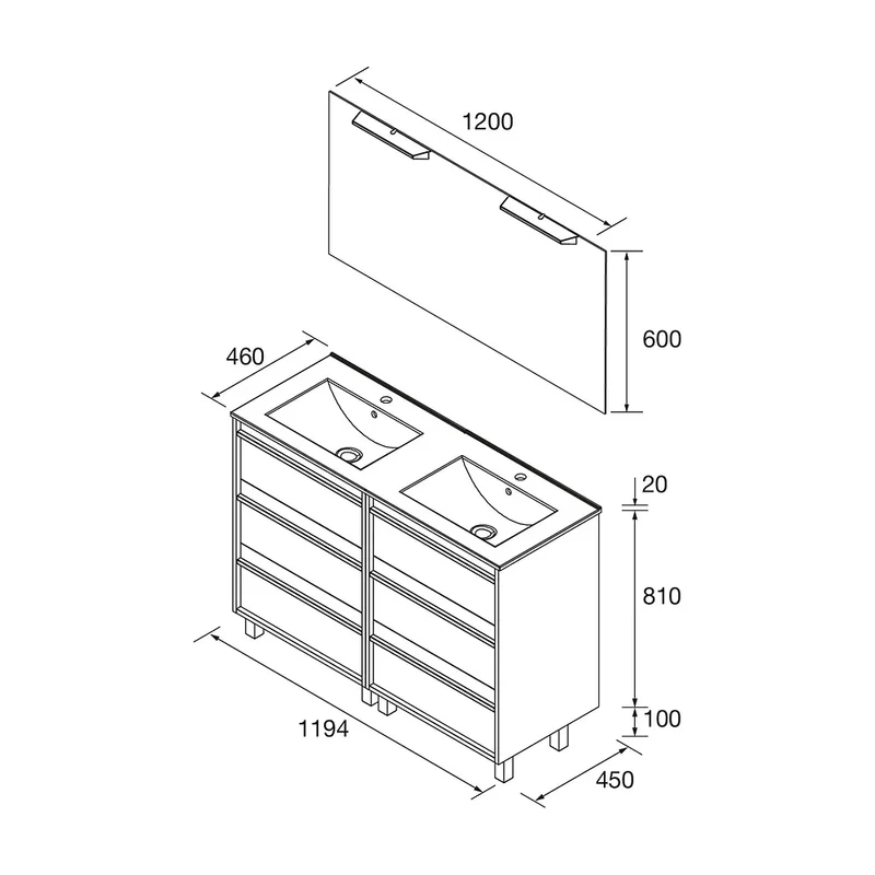 Mueble de Baño con Lavabo Salgar Attila
