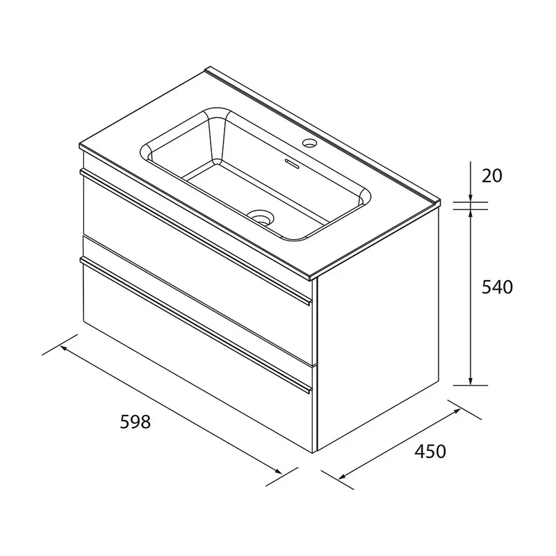 Mueble de Baño Suspendido con Lavabo Salgar 61 cm