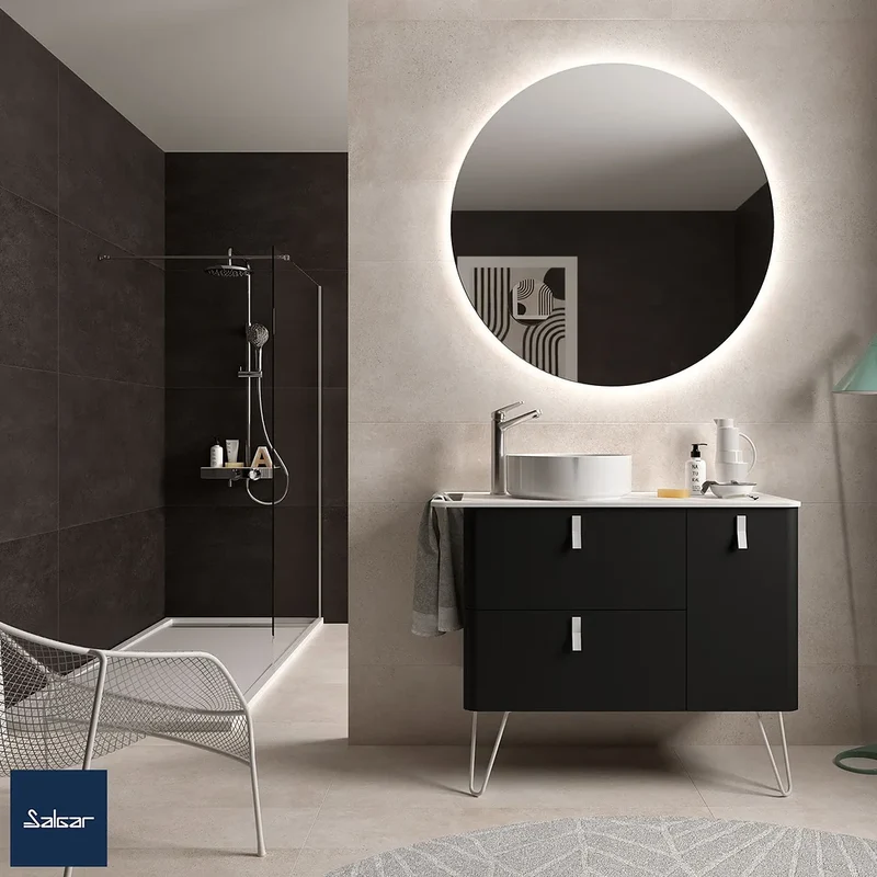 Mueble de Baño Lavabo sobre Encimera Salgar Uniiq 120 cm Negro Mate