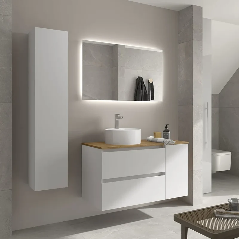 Mueble de Baño Lavabo sobre Encimera Salgar Bequia Plus 100 cm Blanco Mate