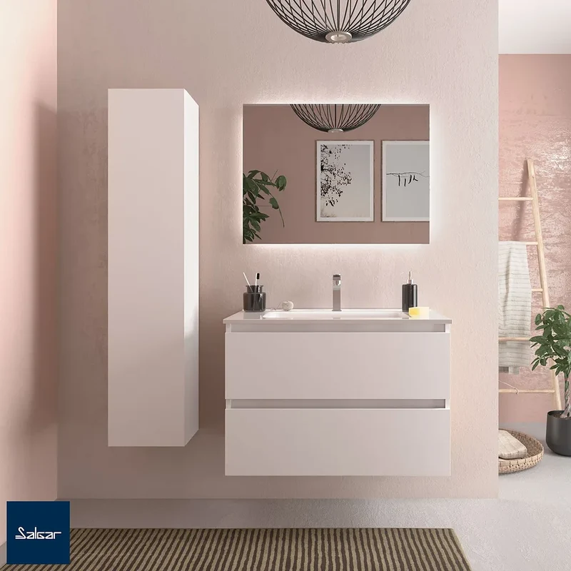 Mueble de Baño Suspendido con Lavabo Salgar Bequia Blanco Mate