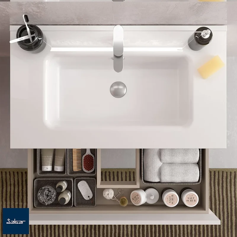 Mueble de Baño Suspendido con Lavabo Salgar Bequia Blanco Mate