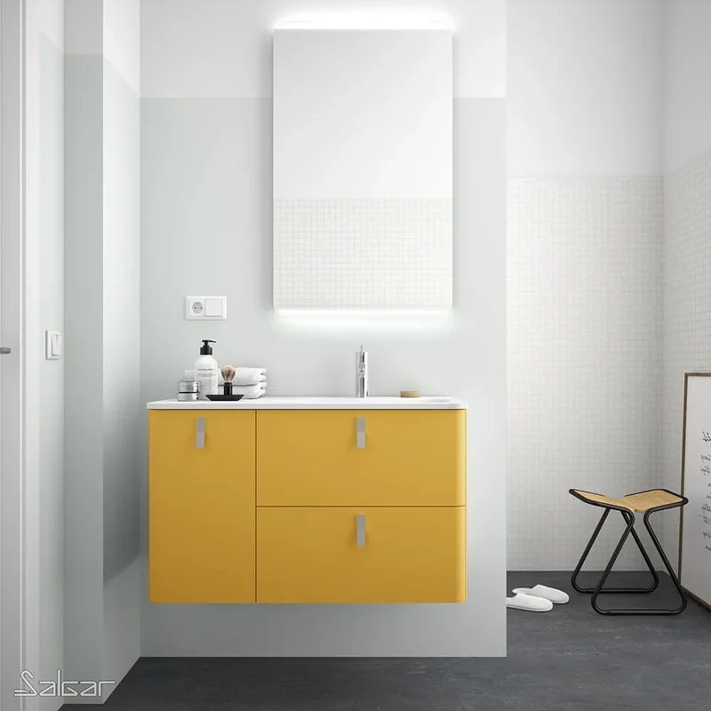 Mueble de Baño con Lavabo Salgar Uniiq 120 cm Amarillo Sol