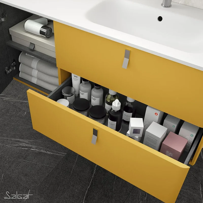 Mueble de Baño con Lavabo Salgar Uniiq 120 cm Amarillo Sol