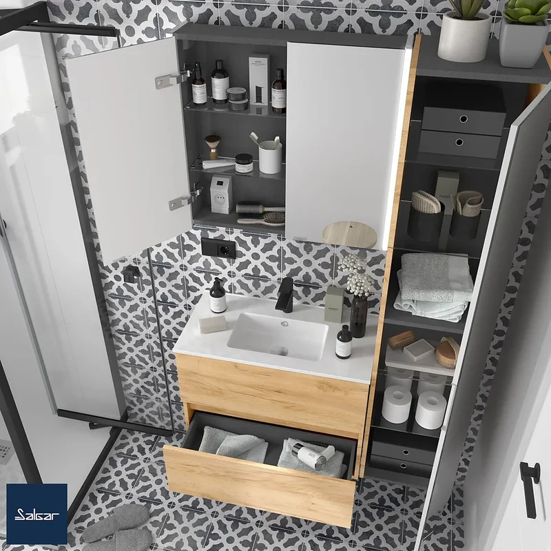 Mueble de Baño Suspendido con Lavabo y 2 Cajones Salgar Fussion Line