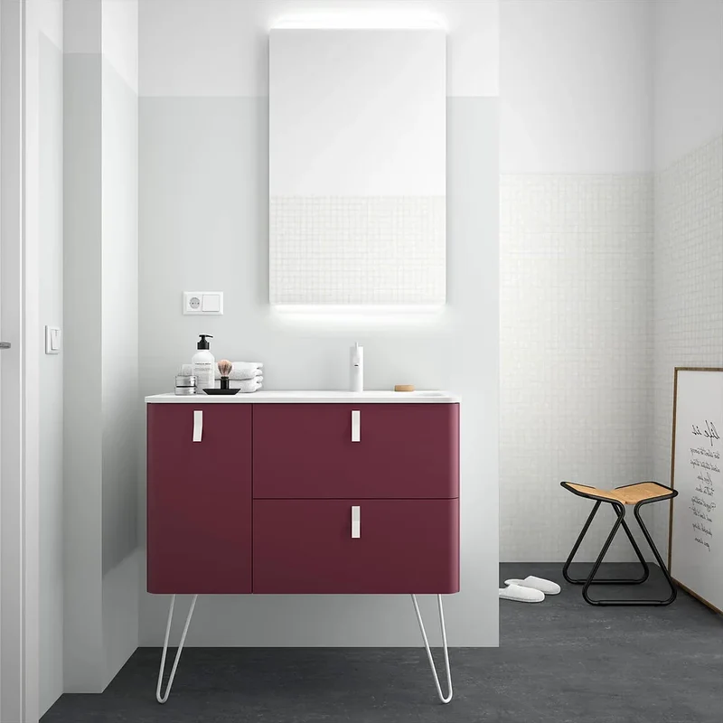 Mueble de Baño con Patas con Lavabo Salgar Uniiq 120 cm Granate