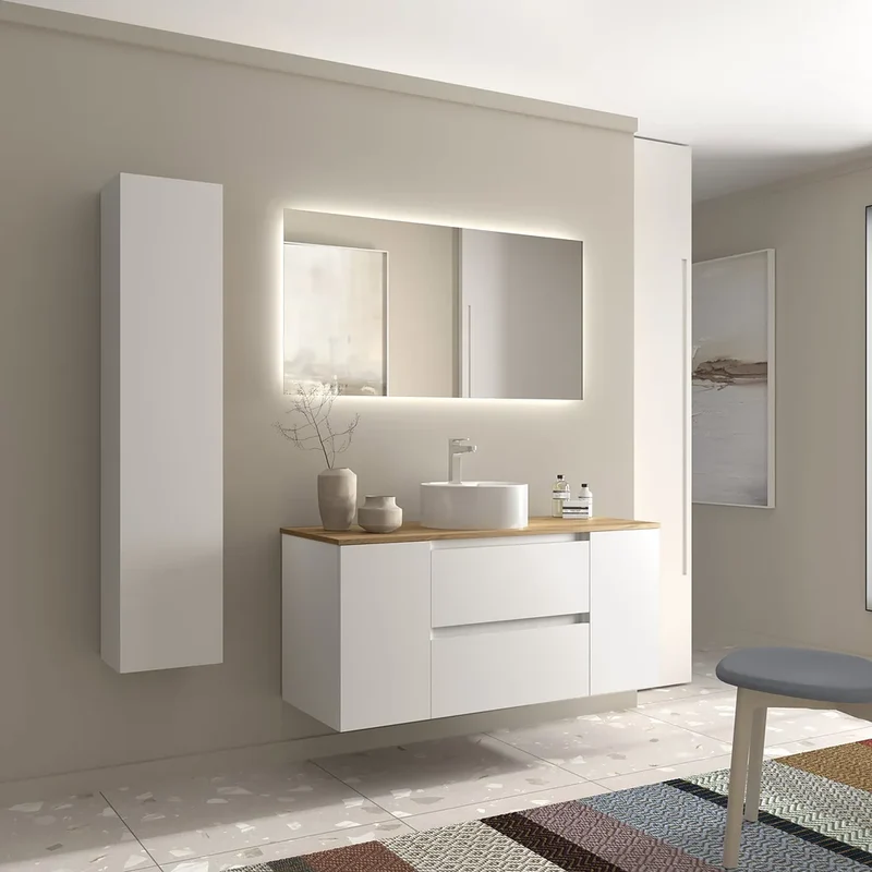 Mueble de Baño Lavabo sobre Encimera Salgar Bequia Plus 120 cm Blanco Mate