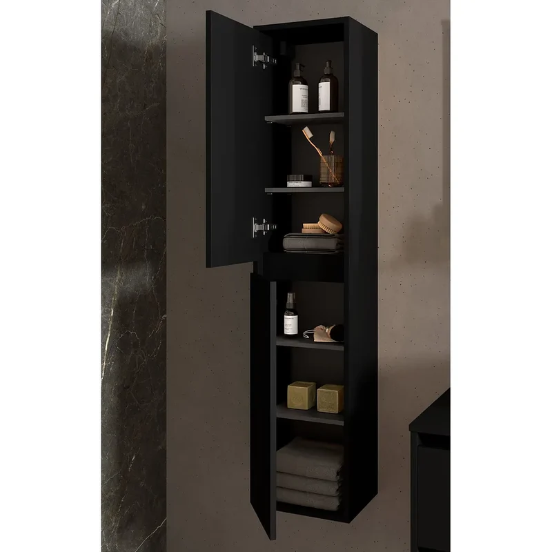 Mueble de Baño 2 Cajones Salgar Noja 90 cm Negro Satinado