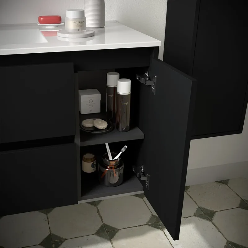 Mueble de Baño 2 Cajones Salgar Noja 90 cm Negro Satinado