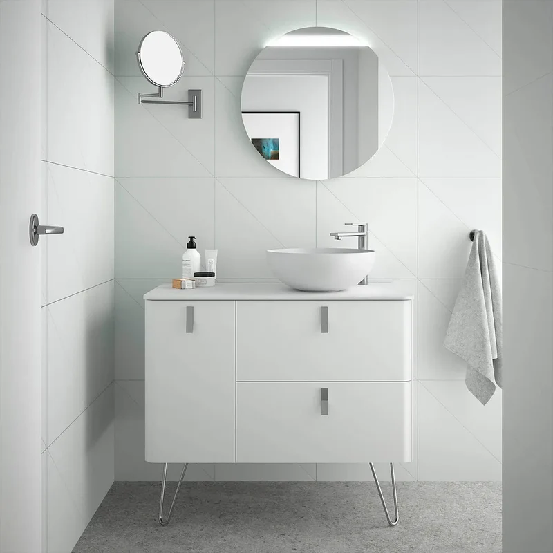Mueble de Baño con Patas Lavabo sobre Encimera Salgar Uniiq 120 cm Blanco Mate