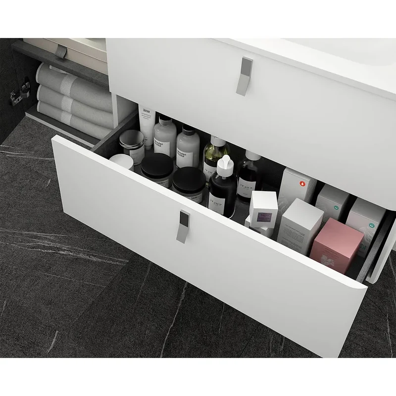 Mueble de Baño con Patas Lavabo sobre Encimera Salgar Uniiq 120 cm Blanco Mate