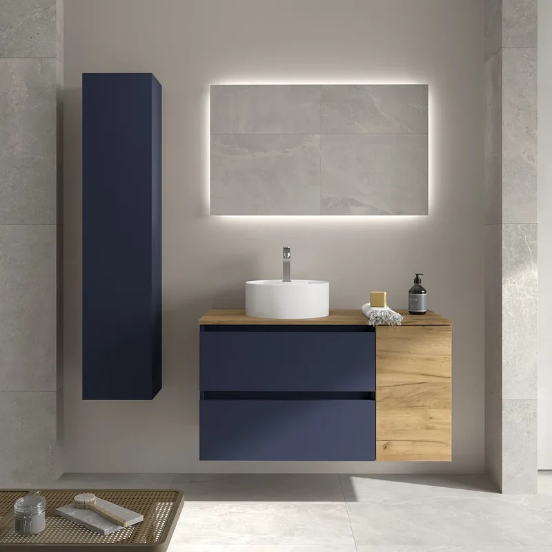 Mueble de Baño con Lavabo y 2 Cajones Salgar Bequia Azul