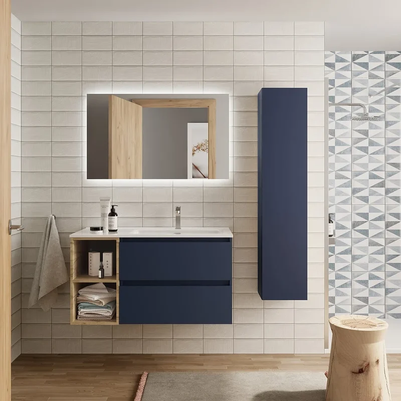 Mueble de Baño con Lavabo Salgar Bequia Plus 90 cm Azul