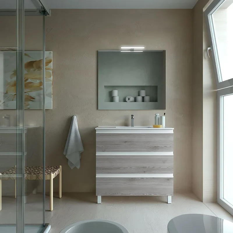 Mueble de Baño con Patas con Lavabo y 3 Cajones Salgar Fussion Line Pino Bahía
