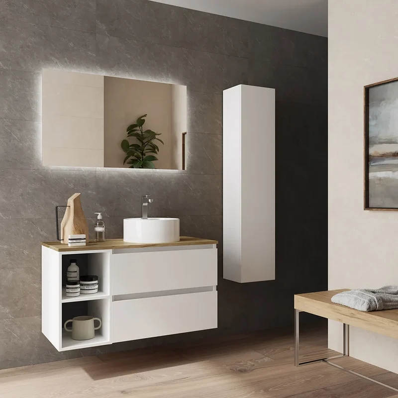 Mueble de Baño Lavabo sobre Encimera Salgar Bequia Plus 100 cm Blanco Mate