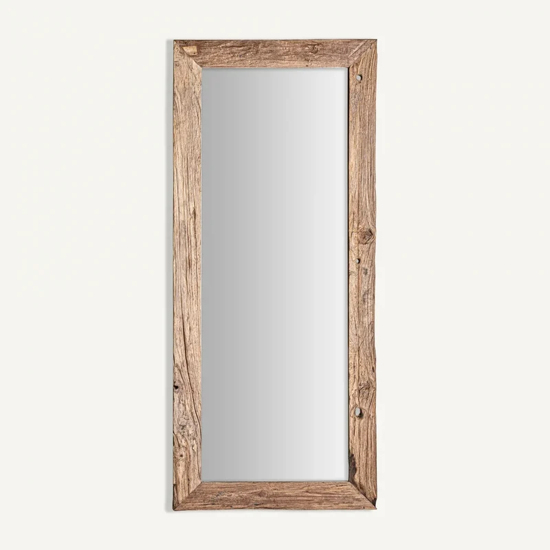 Espejo de pared de madera de teka marrón 65×3×150 cm – estilo colonial – LUX S