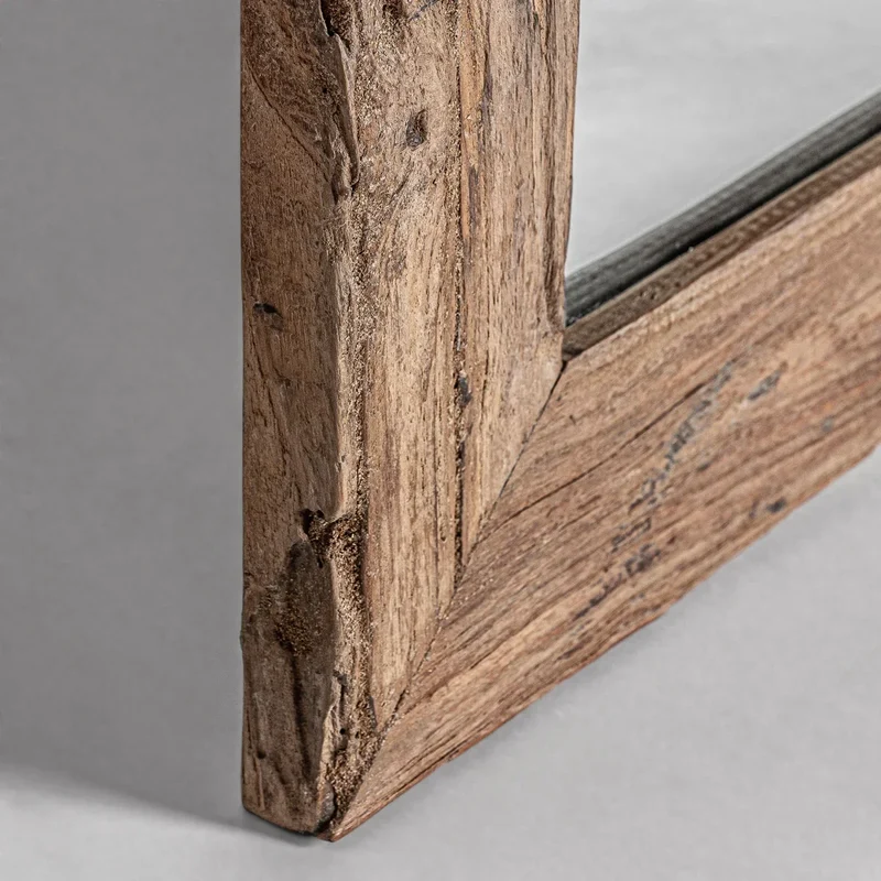Espejo de pared de madera de teka marrón 65×3×150 cm – estilo colonial – LUX S