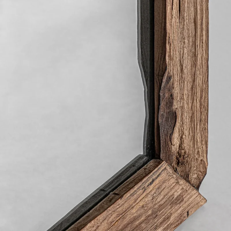 Espejo de pared de madera de teka marrón 65×3×150 cm – estilo colonial – LUX S