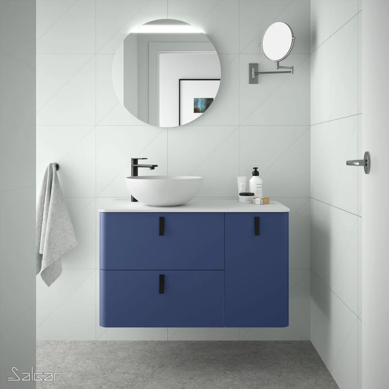 Mueble de baño UNIIQ de Salgar, 2 Cajones y 1 Puerta | 22 Acabados | 90 y 120 cm