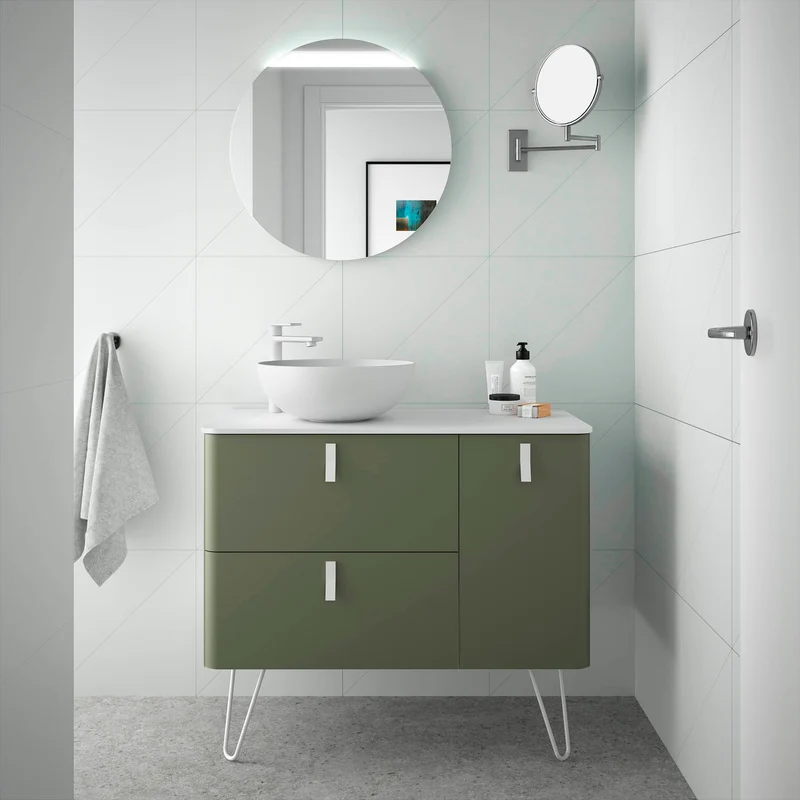 Mueble de baño UNIIQ de Salgar, 2 Cajones y 1 Puerta | 22 Acabados | 90 y 120 cm