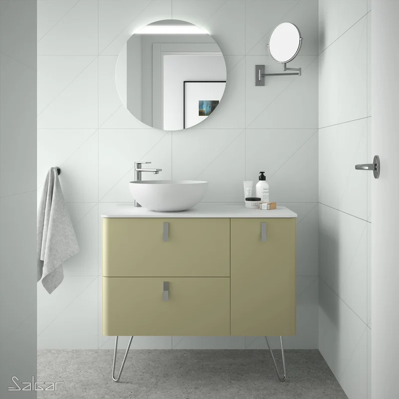Mueble de baño UNIIQ de Salgar, 2 Cajones y 1 Puerta | 22 Acabados | 90 y 120 cm