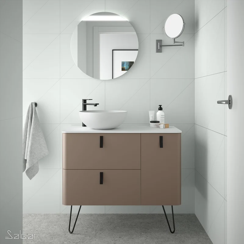 Mueble de baño UNIIQ de Salgar, 2 Cajones y 1 Puerta | 22 Acabados | 90 y 120 cm