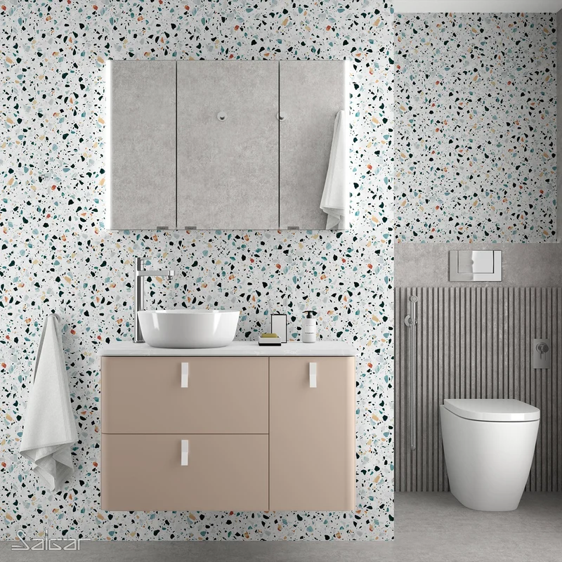 Mueble de baño UNIIQ de Salgar, 2 Cajones y 1 Puerta | 22 Acabados | 90 y 120 cm
